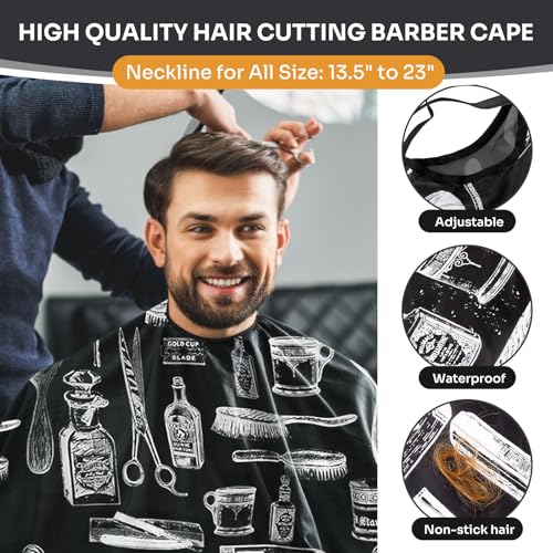 Barber Cape 63" x 55" with Neck Duster Brush Adjustable