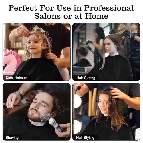 Barber Cape 63"x57" Hair Salon Capes Professional Hair Cutting Cape Black Waterproof Haircut Cape with Adjustable Snaps 8Pack