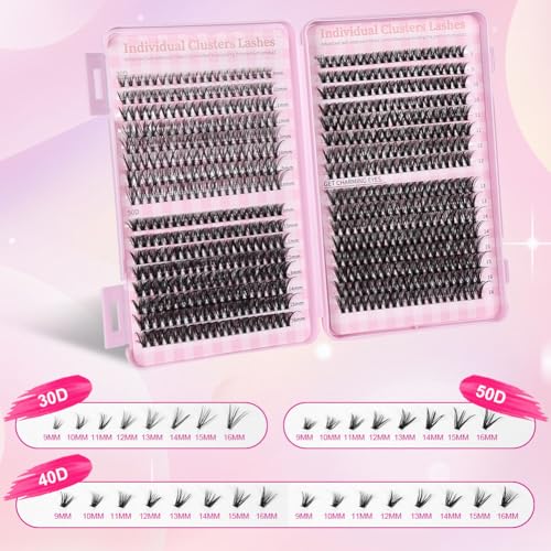AOMIG Cluster Eyelash Extensions Kit, 570PCS Volume Lashes 8-16mm