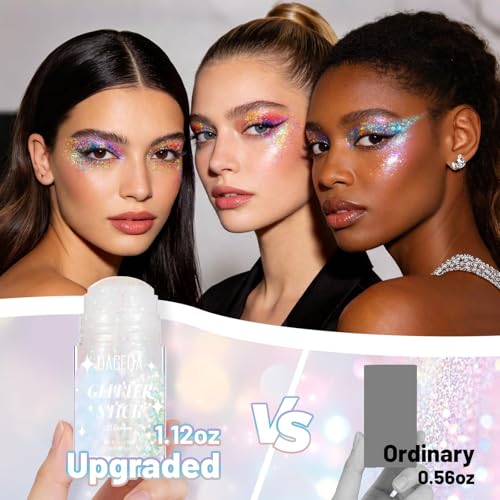 DAGEDA Green Body Glitter Stick,Sparkly Hair Face Glitter Makeup for Women St Patricks Day Accessories, Holographic Green Face Paint Stick for Women Halloween Makeup 1.12 oz