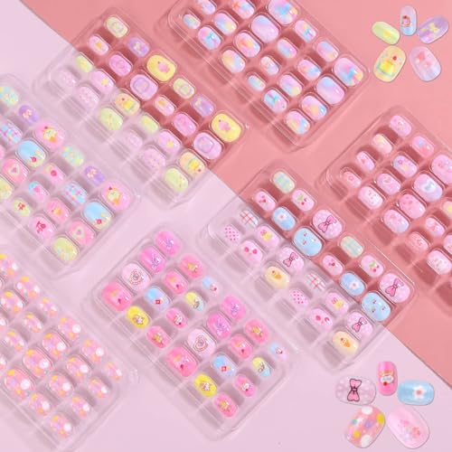 Shynek Kids Press On Nails Set - 168 Pcs Assorted Colors & Designs
