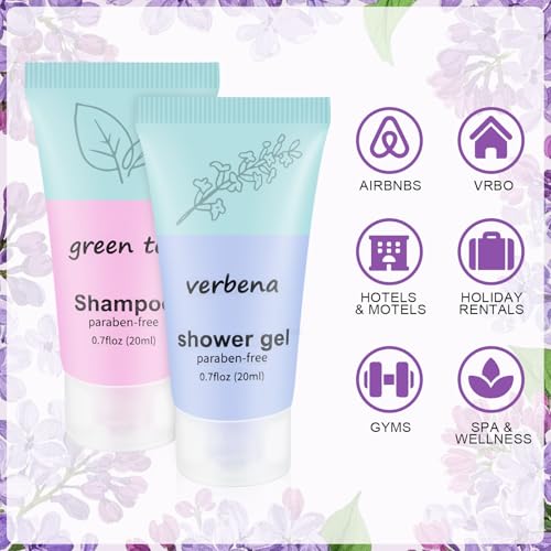 Travel Body Wash and Shampoo Bulk 0.7fl Oz,Travel Size Shower Gel Set,Small Mini Body Wash Bulk,Shampoo Mini,Hotel Supplies for Guests Vacation Homeless Hotel (pack of 20)