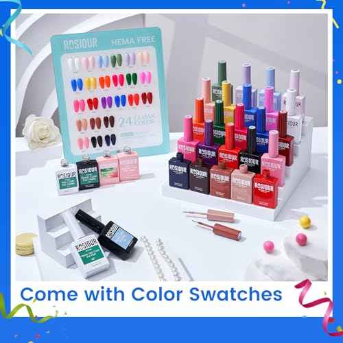 HEMA TPO Free Gel Nail Polish Kit with U V Light- 24Colors Nail Kit 54PCS Gel Polish Starter Set with Matte Glossy Base Top Coat Primer Blooming Builder At Home Gel Manicure Kits Gifts for Women Girl