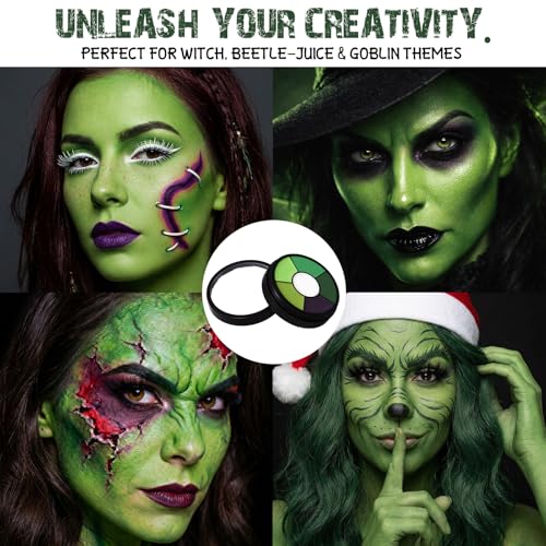 Green Cream Face & Body Paint Kit with Brushes & Sponges
