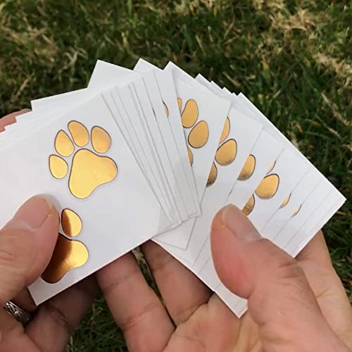 Metallic Gold Paw Print Temporary Tattoos - 20 Pack
