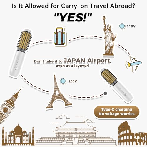 CARESKY Cordless Curling Iron Brush - Rechargeable Travel Styler