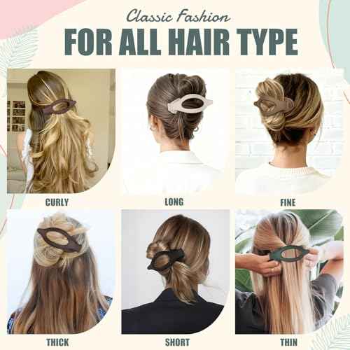 Flat Hair Clips for Women - 6 PCS French Flat Claw Clips Medium Hair Clips for Girls Large Hair Claw Clips for Thick or Thin Hair Strong Hold No Slip Hair Accessories for women (Basic)
