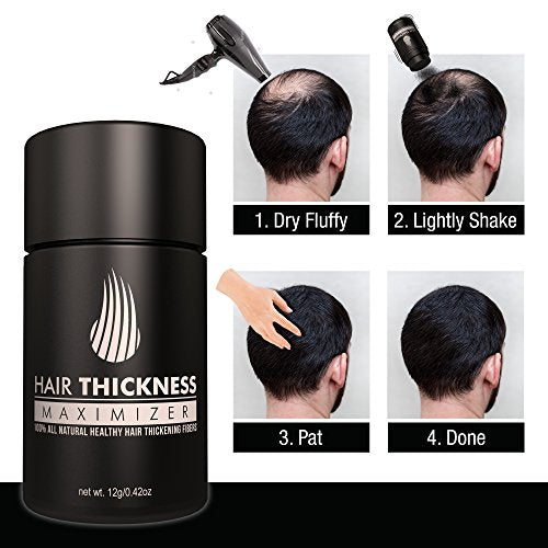 Hair Fibers For Thinning Hair For Women and Men. Hair Building Fibers. Unscented Plant Based Hair Loss Concealing Fillers for Instant Thickening of Balding, Receding Hair Spots, Scalp - Dark Brown