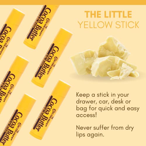 Cococare Cocoa Butter Lip Balm - The Little Yellow Stick - Conditions & Protects Lips with Hydrating Formula - Light Scent of Cocoa Butter - 0.15oz (24 Sticks)