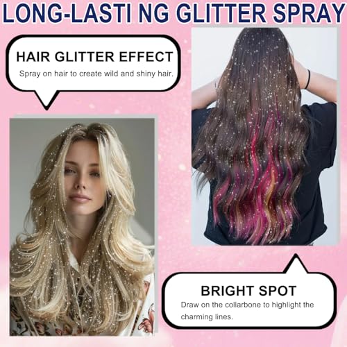 Glint-Rainbow Body Glitter Spray,Glitter Spray for Hair and Body,Long-Lasting Shimmer Powder Hairspray for Festival Concert Party Rave Accessories (Glint-Rainbow)