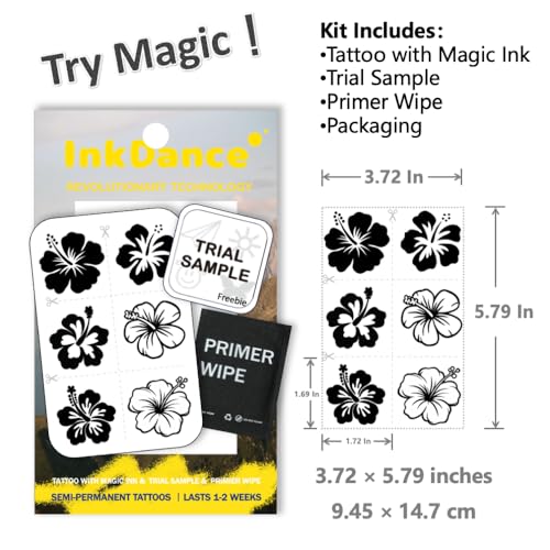 Aloha Noir Hibiscus Semi-Permanent Tattoo Set of 6