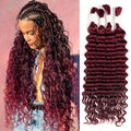 24 Inch Burgundy Red Human Braiding Hair for Boho Braids - 4 Bundles