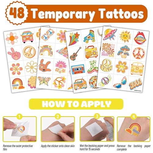 72 Pc Groovy Party Favors Kit - Punch Balloons & Tattoos