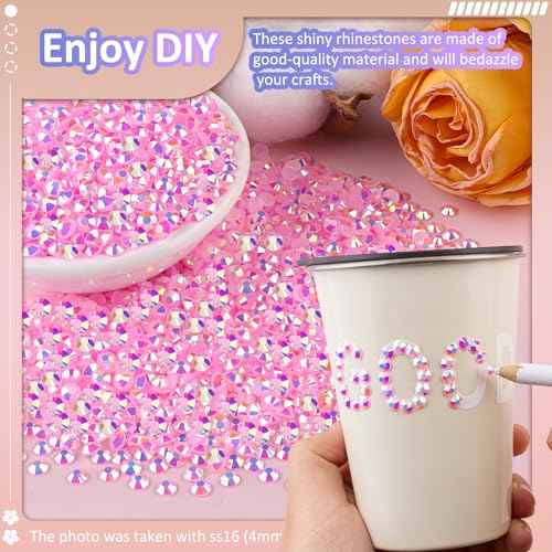 6000Pcs 3mm Resin Jelly Rhinestones for Crafting, Light Pink AB Flatback Gems, Bedazzling Crystal Bulk for DIY Crafts Clothing Tumblers Shoes Nail Art Fabric