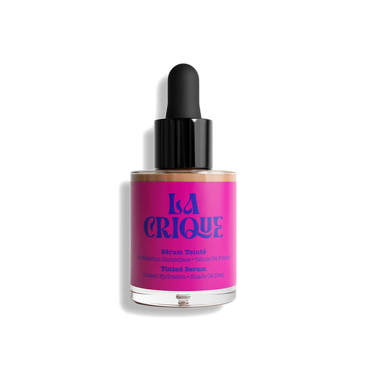 La Crique - Tinted Serum - Hydrating Face Serum with Hyaluronic Acid - Skin Tint - Lightweight Foundation for Skin Glow - 99% Natural Ingredients - Vegan Makeup & Skincare - 1.0 Fl Oz – 04 Deep