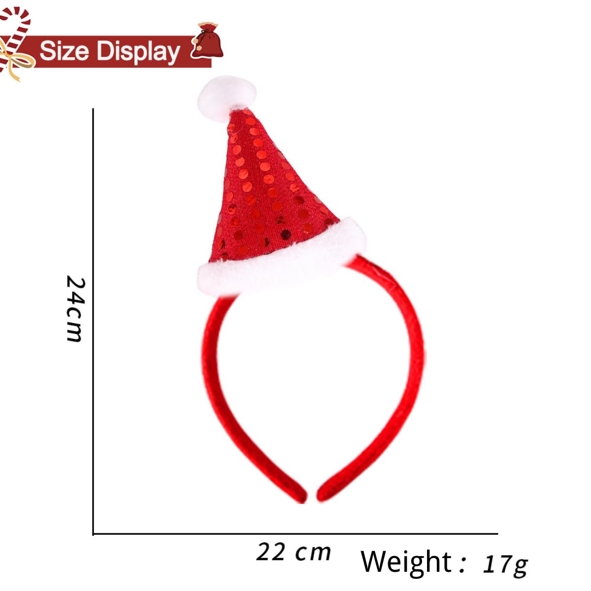 AIUPUOC Christmas Headbands Big Red Bow Hairbands for Women Xmas Tree Glitter Hair Accessories Party Hair Decorations 1Pcs (D)