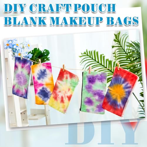 Sanwuta 20 Pcs Cotton Makeup Bags for Tie Dying Items Things to Tie Dye Blank Pure Cotton Pencil Case Cosmetic Bags for Large Groups Dye Party Project(12.5X 7'')