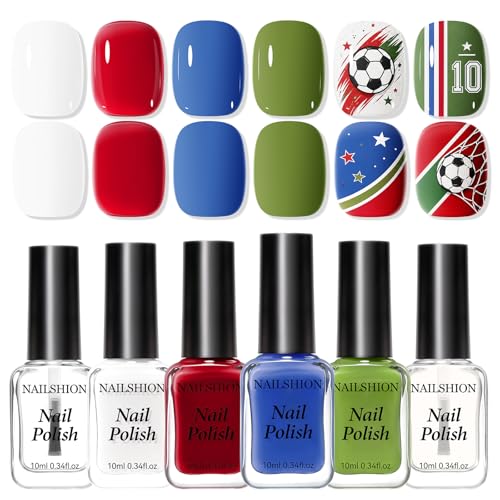 Nailshion World Cup Nail Polish Set - 6 Colors & Top Coat