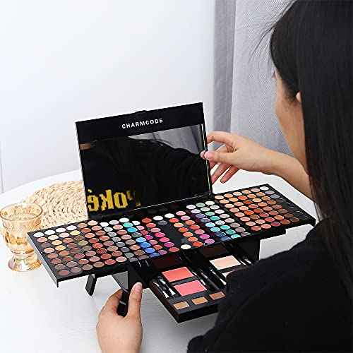 190 Colors Cosmetic Make up Palette Set Kit Combination with Eyeshadow Facial Blusher Eyebrow Powder Face Concealer Eyeliner Pencil A Mirror All-in-One Makeup Gift (Multicolor)