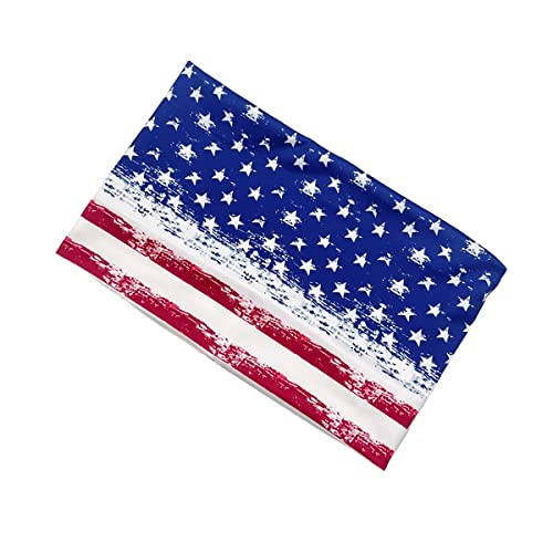 DIUEWOW 2 Pieces Patriotic Headbands American Flag Hair Band 4th of July Independence Day Headwraps Elastic Wide Head Band Supplies Workout for National Day Running Stretchy Twisted Hair Band