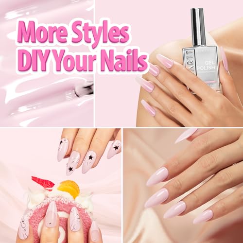 Makartt Milky Pink Gel Nail Polish - HEMA-Free Sheer Jelly (15ml)