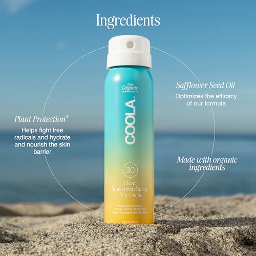 COOLA Organic Sunscreen SPF 30 Sunblock Spray, Dermatologist Tested Skin Care for Daily Protection, Vegan and Gluten Free, Pi?a Colada