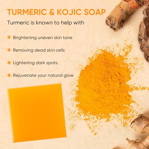 Turmeric Face Wash Set, Turmeric Facial Cleanser& Soap Bar & Oil for Face & Body Suit to All Skin Type, Protect Sensitive Skin Improve Skin Condition Soothing Irritation