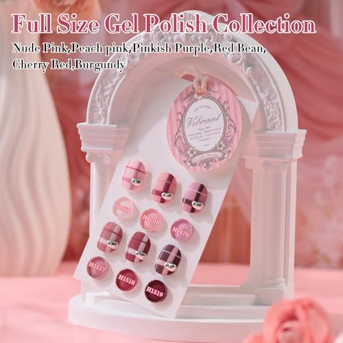 Double Rhythm 6 Pcs HEMA-Free Gel Nail Polish Set - Nude Pink Burgundy