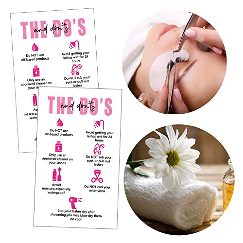 Lash Instructions Cards,Lash Extension Aftercare Instructions Cards 50 Pack Eyelash After Care Card for Business,Client Double Sided 3.5 x 2 inch-Pink