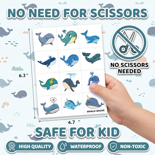 96 Whale Temporary Tattoos Ocean Sea Animals Party Favors