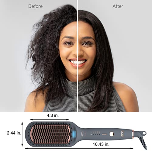 Hair Straightening Brush by LENA - Electric Heated Flat Iron Comb with Ionic Care for Smooth, Frizz-Free Styling