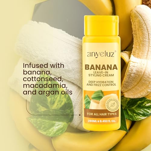 ANYELUZ Banana Leave-In Cream for Frizz Control, 8.4 Oz