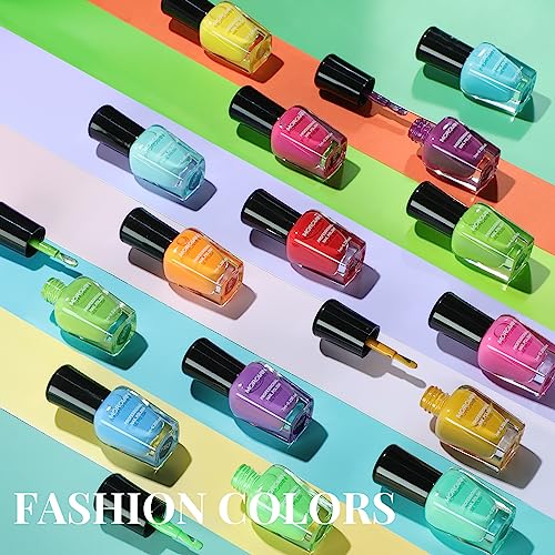 Morovan 15-Color Quick Dry Nail Polish Set - Glossy Rainbow Lacquer Kit