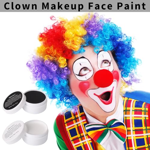 MEICOLY 6Pcs Halloween Makeup Kit,Black White Face Paint Clown White Makeup,Classic Pro Oil Based Face Body Paint for Adults and Kids, SFX Joker Zombie Vampire Skull Skeleton Cosplay,100g/3.53 oz