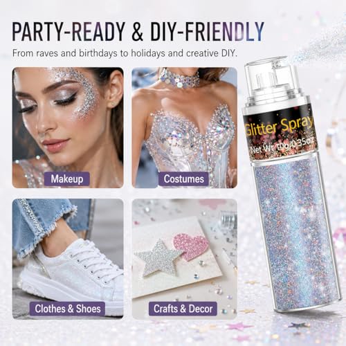 Go Ho Rainbow Glitter Spray - Ultra-Fine Hair & Body Sparkle