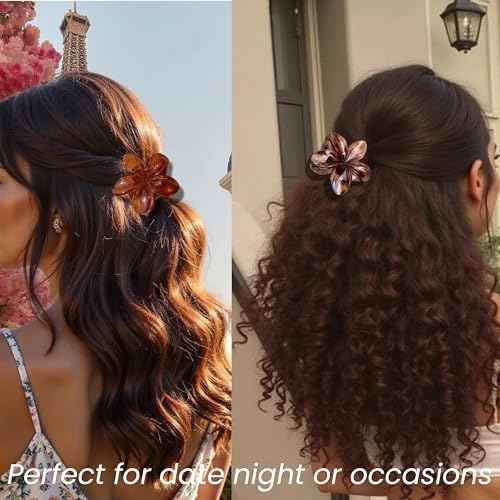 Flower Hair Clips for Women and Girls Thick to Thin Hair Large Cute Claw Clips Decorative Plumeria Hair Accessories Nonslip Aesthetic Glossy Netural