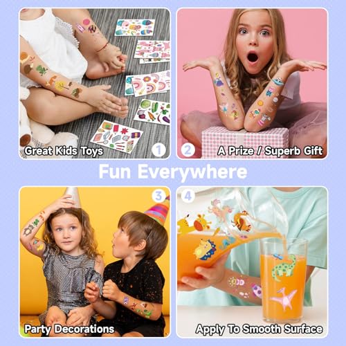 EMOME Temporary Tattoos for Kids, 2100+ Designs - 168 Sheets