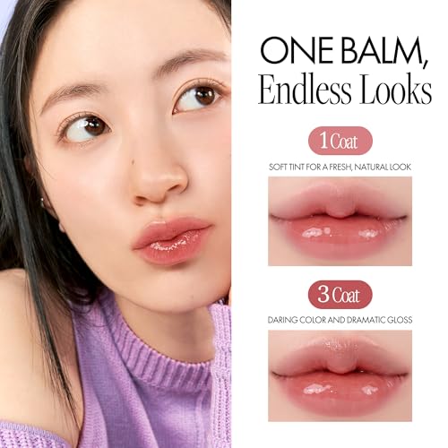 Glasting Melting Balm - High Shine, Hydrating Tinted Lip Balm - Buildable Gloss & Vegan Formula - Korean Glossy Lip Balm with Shea Butter 0.12 oz (#06 Kaya Fig)
