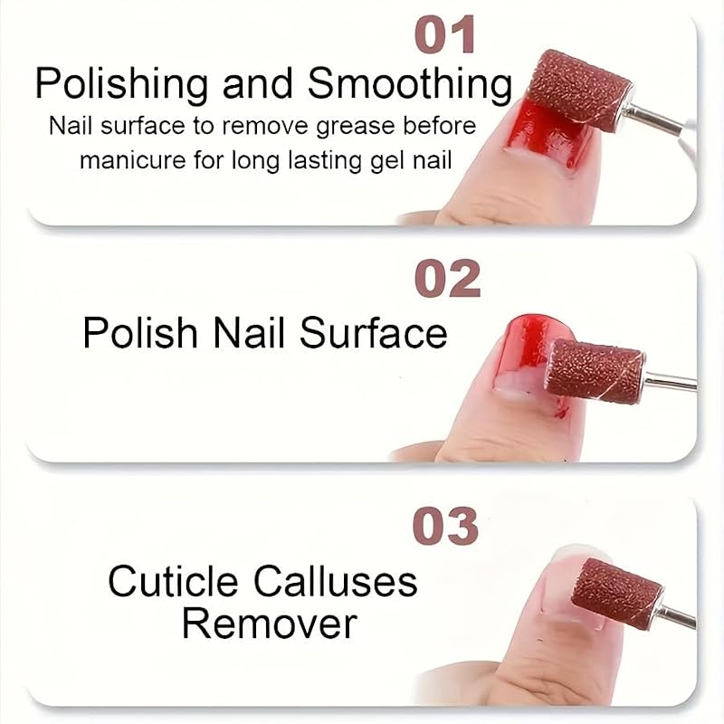 DAIXIANGER 210Pcs Nail Drill Sanding Bands Set with 3 Grits & Mandrel - Black, White, Red