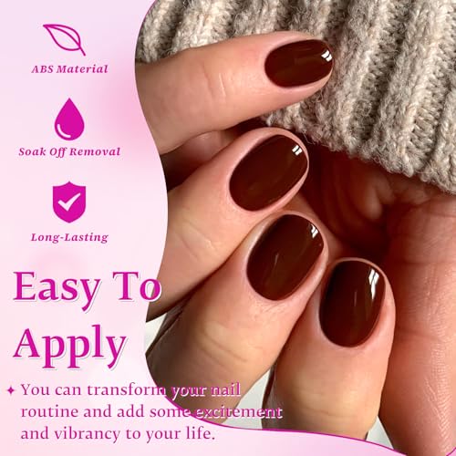 576 Pack Short Round Square Press-On Nails for Women - Fake Acrylic Nails with Tabs