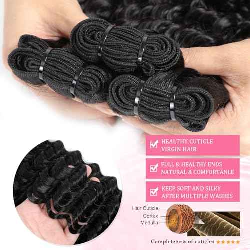 Deep Wave Bundles Human Hair 1 Bundle Brazilian Wet and Wavy Human Hair Bundles 26 Inch 12A 100% Unprocessed Deep Curly Weave Bundles