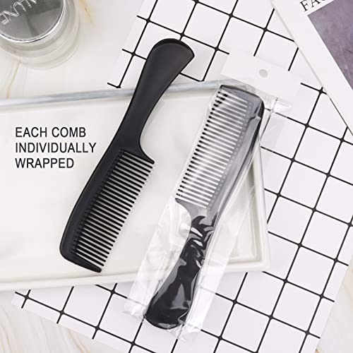 Gisdo 100 Pack Plastic Combs, Wide Longer Teeth Design, Individually Wrapped, Bulk Combs for Hotel, Airbnb, Shelter, Homeless, Nursing Home, Charity (Black, 100)