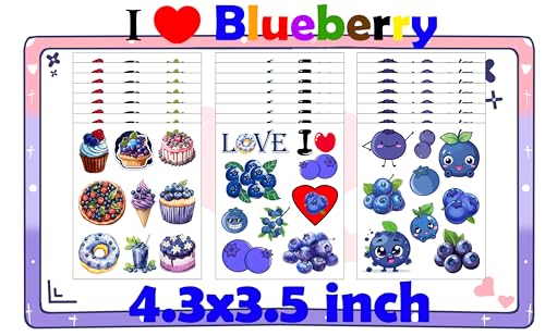 216 Blueberry Temporary Tattoo Stickers – 24 Sheets Fruit Party Favors