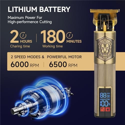 T-Blade Trimmer for Men Professional Hair Clippers Barber Beard Trimme Hair Trimmer with LCD Display T Liners Cordless Zero Gapped Shavers Edgers Clipper for Hair Cutting