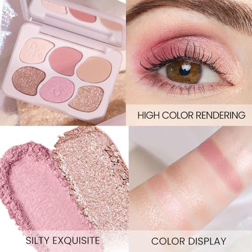 6-Color Eyeshadow Palette with Mirror – Pigmented, Blendable Makeup