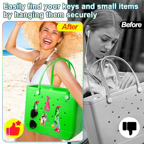 White 6Pcs Accessories Hooks for Bogg Bag, Carabiner Keychain & Key Holder Charms