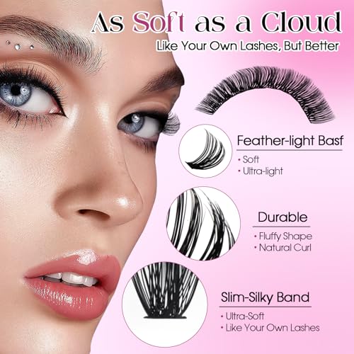 Wendy Lash Clusters Kit - 980 Pcs, 10-18mm Mixed, D Curl
