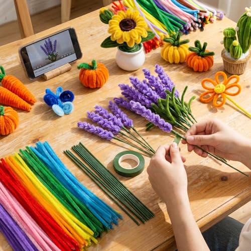 Pipe Cleaners Bulk 1200pc in 30 Colors with 18 DIY Projects