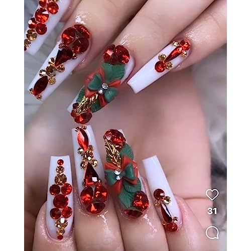 Set 24Pcs 3D Acrylic Christmas Nail Art Charms- Santa, Snowman, Reindeer,Pine tree, Penguin, Bear heart Handmade by Acrylic Powder (Noel-KILUM-Style-1)