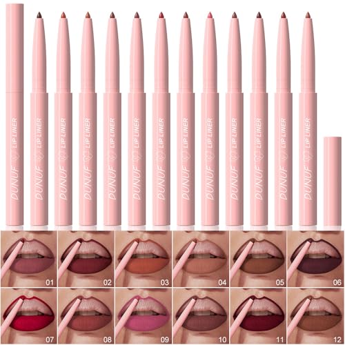 12-Color Matte Lip Liner Set, Waterproof & Long-Lasting